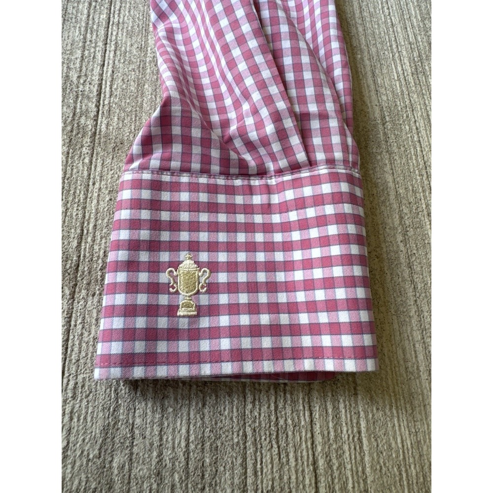 Peter Millar Dress Shirt Mens L Pink Check Button Down Crown Finish Cotton - Picture 11 of 12